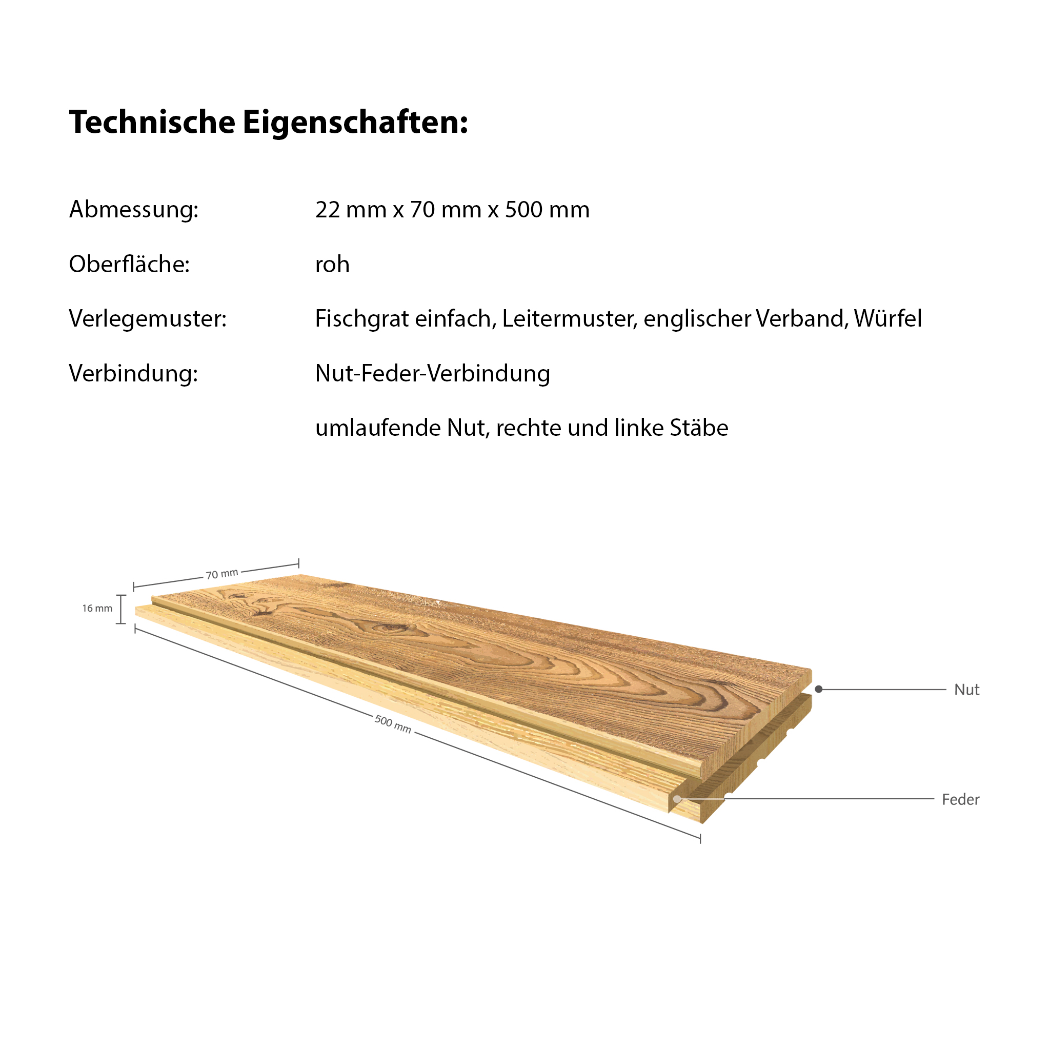 PARAT 16 Eiche Natur/Kreis N/F 16mm